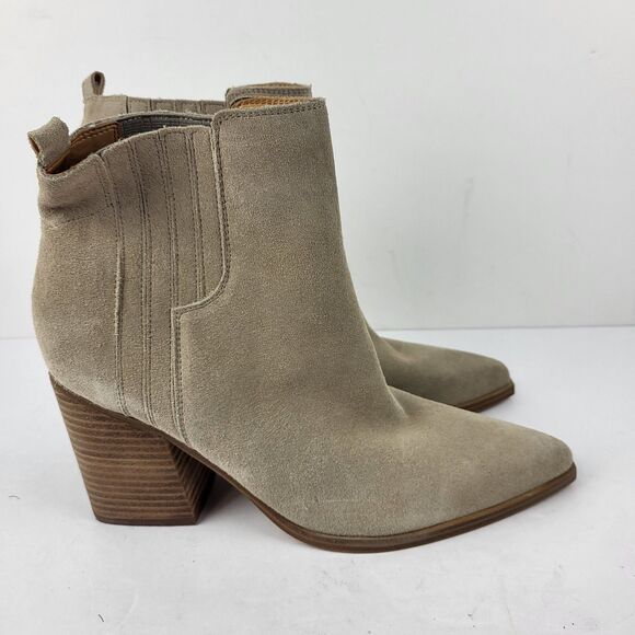 Marc Fisher Ltd Oshay Beige Suede Leather Pointed Toe Ankle Bootie Size 12M - Picture 4 of 11